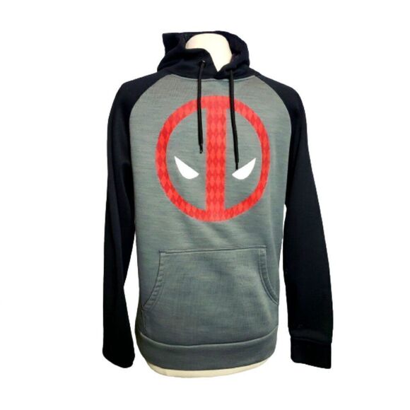 Men's Deadpool Hoodie Pullover Marvel Comics Size Small Black Grey NWOT - Picture 3 of 4